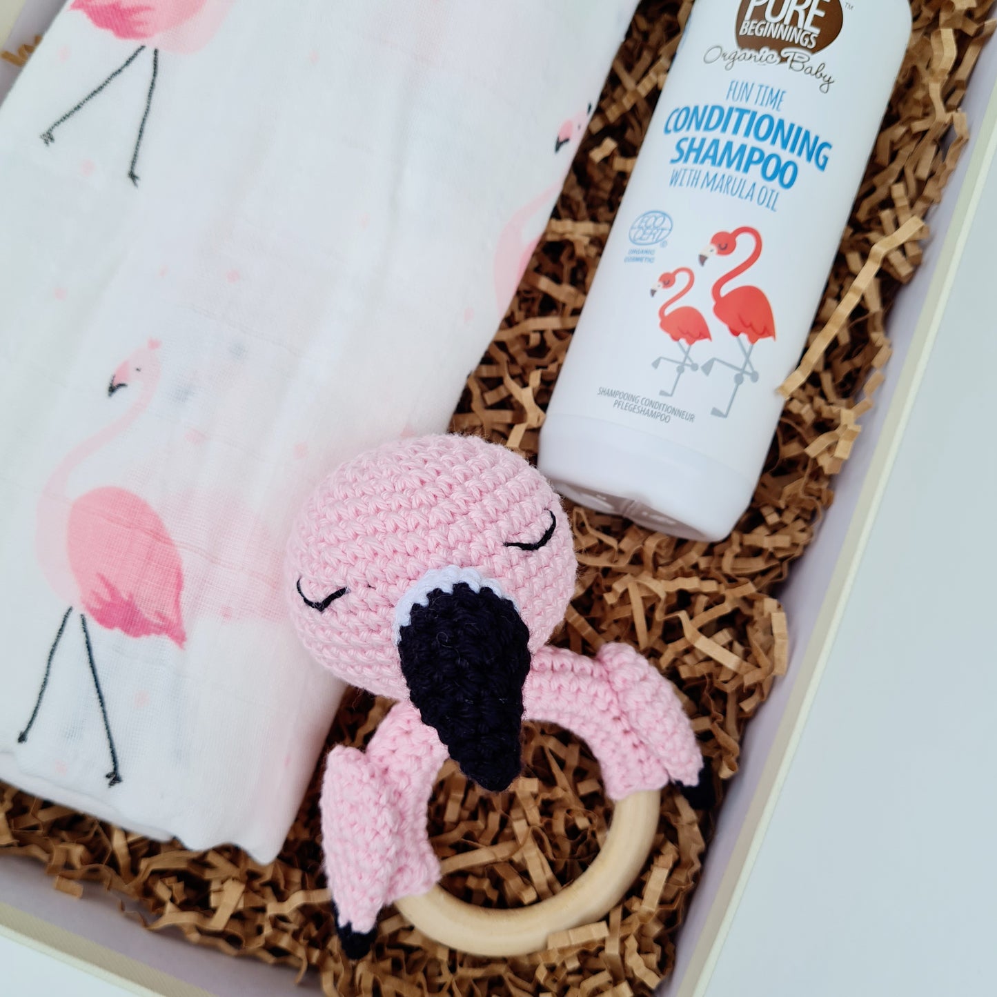 Crocheted Flamingo Gift Set