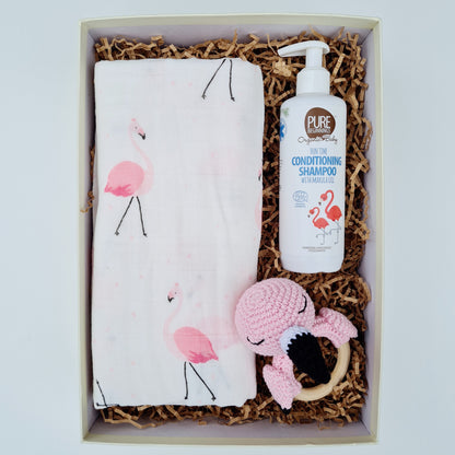 Crocheted Flamingo Gift Set