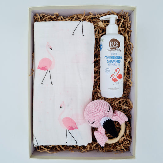 Crocheted Flamingo Gift Set